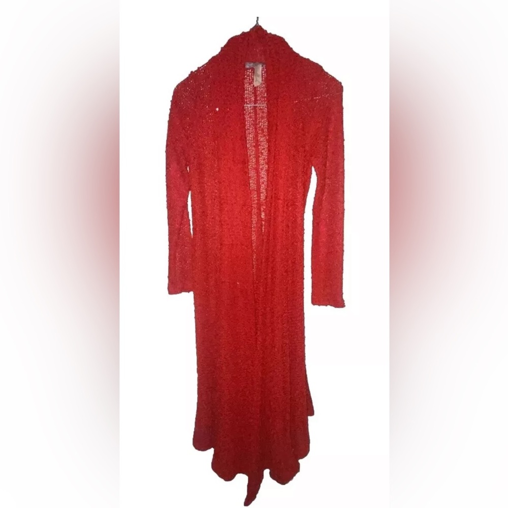 Pretty Young Thing Sheer Red Cardigan Size Small